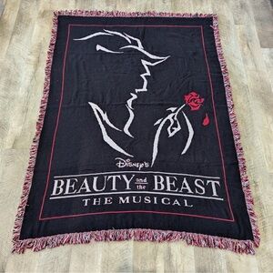 New Disney Beauty and the BeastTriple Woven  Black and Red Cotton Jacquard Throw